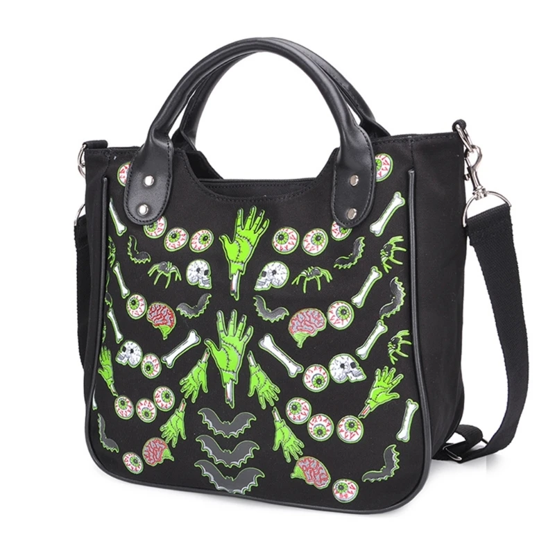 Dames gotische crossbody tas gotische handtas punk tas bloemenprint schoudertas