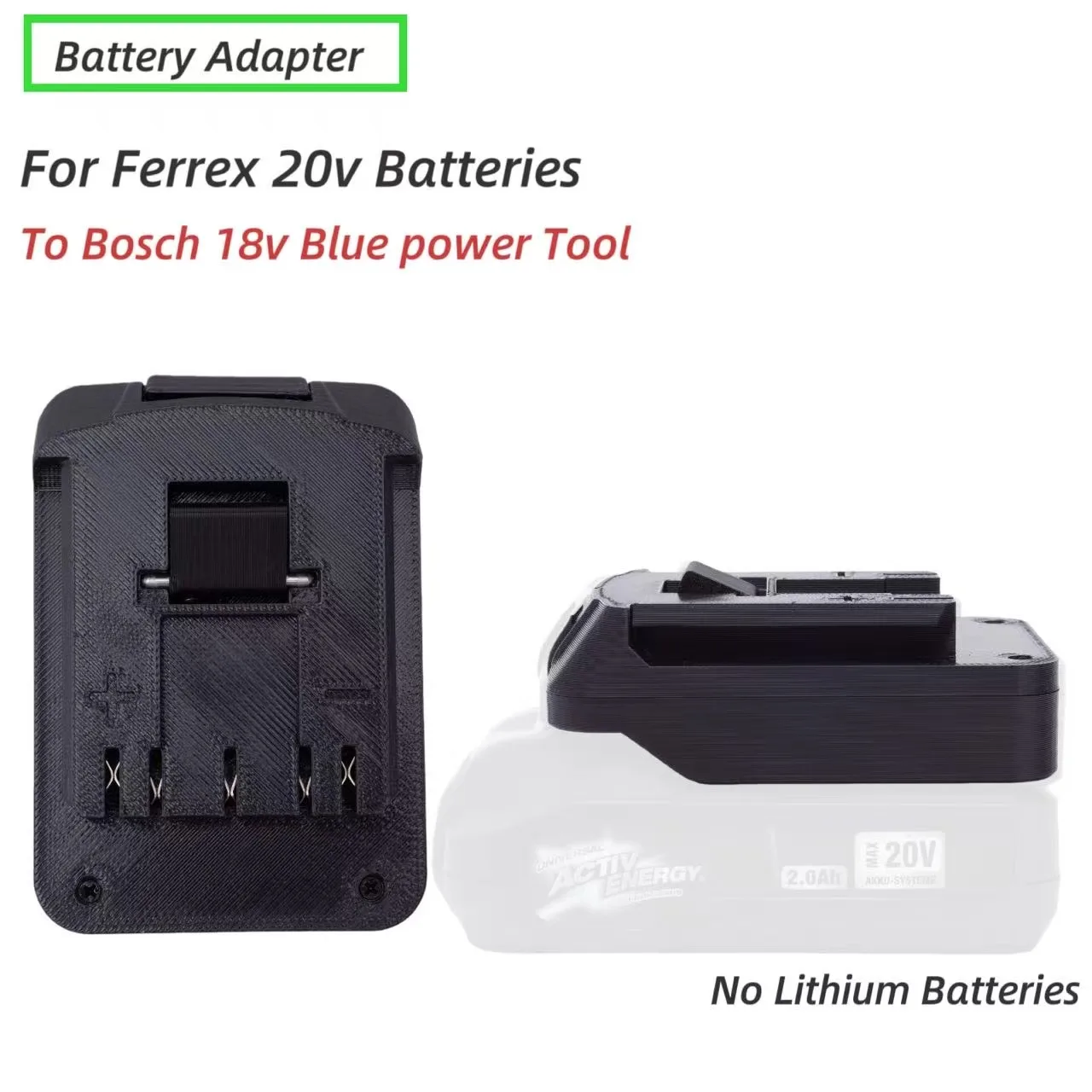 

Адаптер-конвертер для аккумуляторов Activ Energy Universal Ferrex 20V на Bosch 18V, синий, для беспроводных электроинструментов ﻿ Только адаптер)