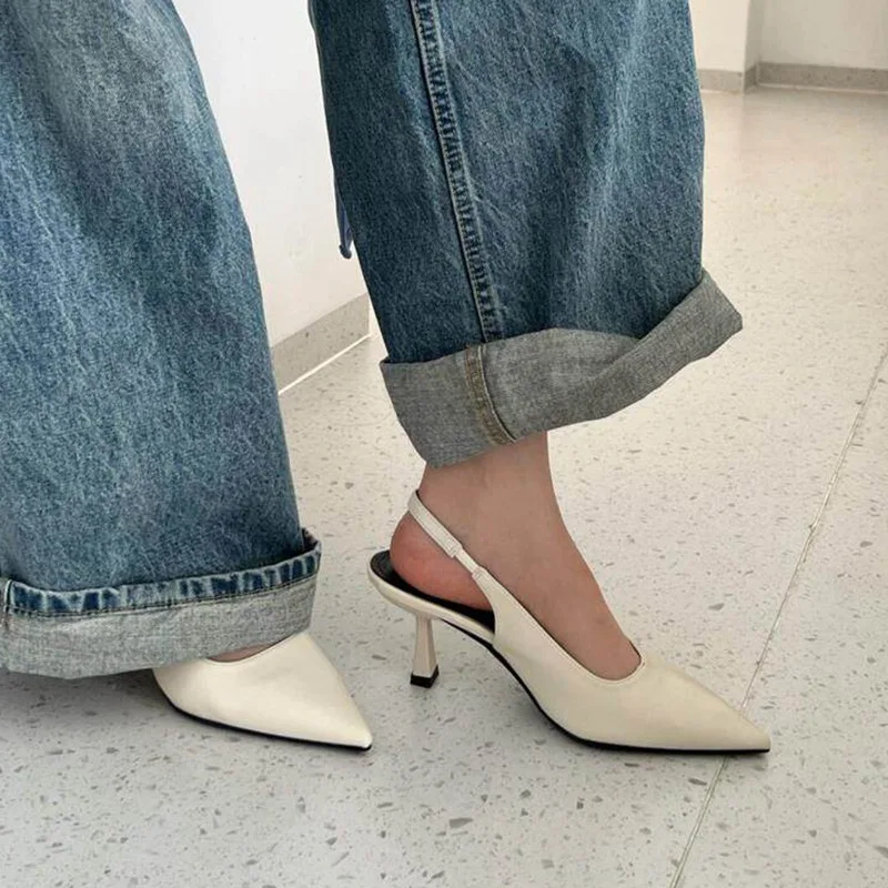 2026 Spring Slingback Sandals Low Heel Pumps Shoes Women Elegant Kitten Heel Mules Pointed Toe Wedding Party Shoes zapatos mujer