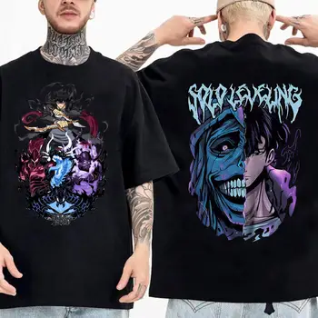 Tričko Solo Leveling Sung Jinwoo Nové anime Manga Černé tričko Vysoce kvalitní bavlněné tričko s krátkým rukávem pro muže 8 nejlepší prodej Náustek Sky Solo - №4