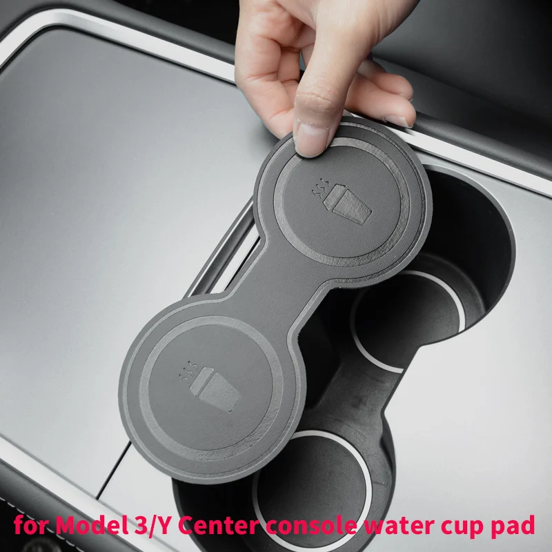 for Tesla Model 3/Y center console water cup mat PU leather storage compartment anti slip mat beverage rack anti protective mat