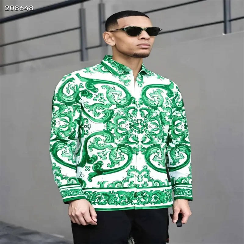 Leichtes Luxus-3D-Langarmhemd für Herren, exquisites Langarmhemd für Herren und Damen, 100 % Polyesterfaser, modisch und