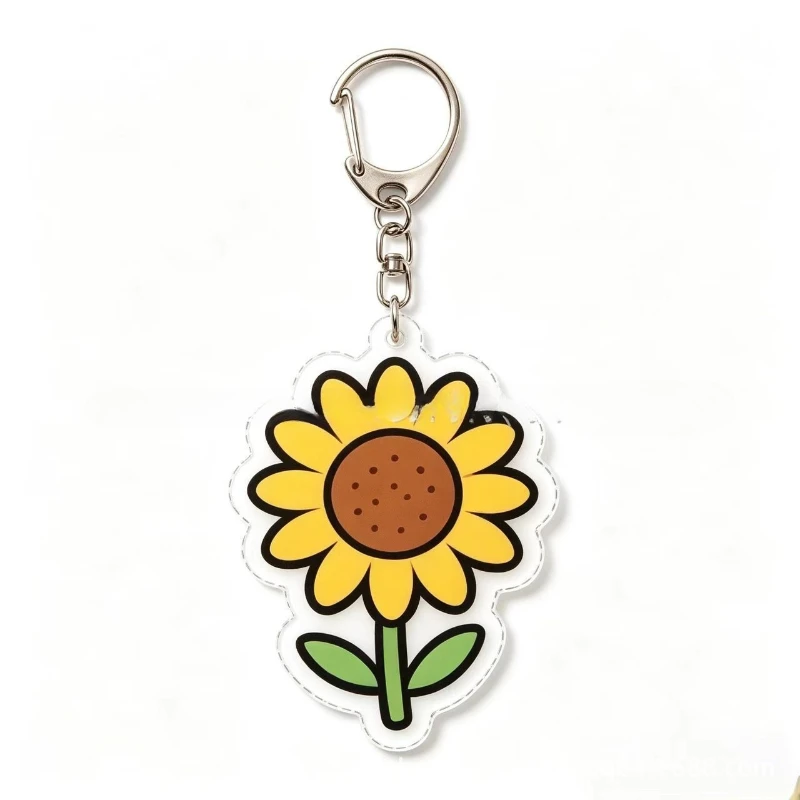 Cartoon Hand Drawn Flower Acrylic Keychain Niche and Fresh Accessory Bag Hanging Backpack Decoration Cute Flower Pendant Keyring
