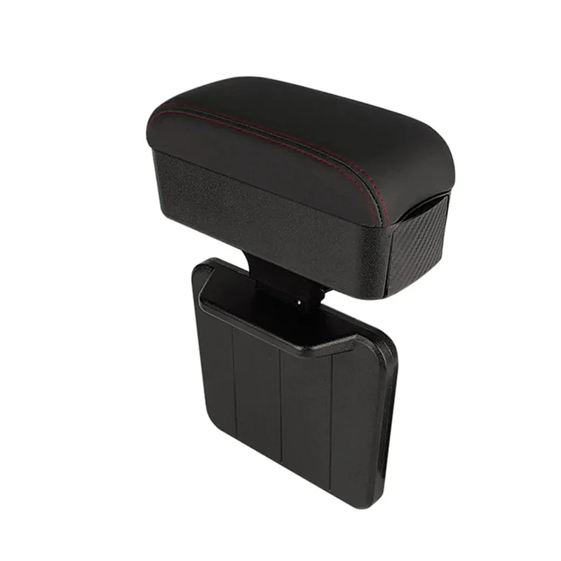 Height Adjustable Car Center Console Gap Storage Organizer with Liftable Tray Elbow Support Armrest Pad for SUV Sedan