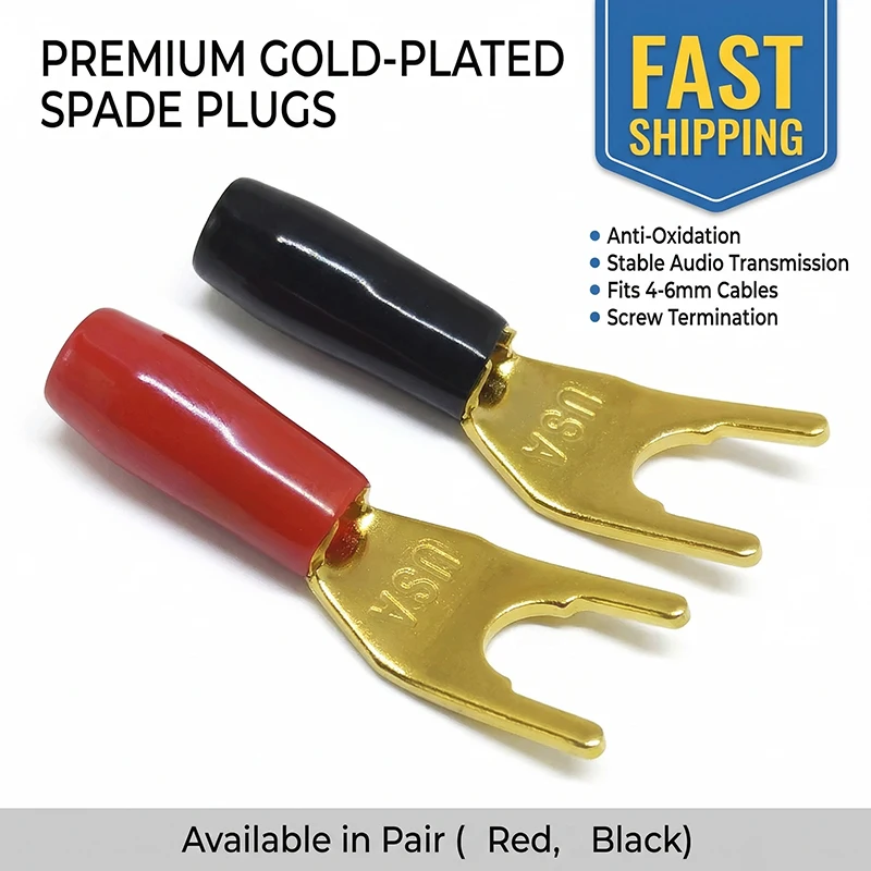 20PCS/Set 4mm Banana Plug Gold-Plated Y-type Fork Solderless Adapter Connector With Sheath