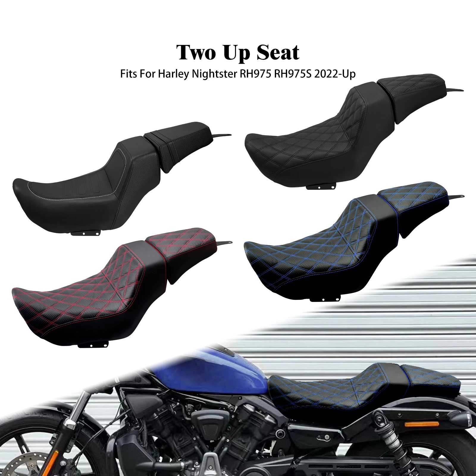 Motorcycle Two-Up Seat Driver Passenger Saddle Cushion Seats For Harley Nightster RH975 22-24 RH975S 23-24 Front Rear Dual Seat