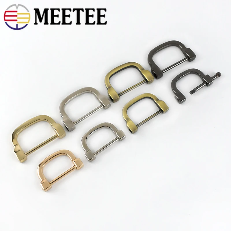 Meetee 4Pcs 25/30mm D Ring Buckles Detachable Screw Metal Buckle Handbag Strap Clasps DIY Leather Crafts Hardware Accessories