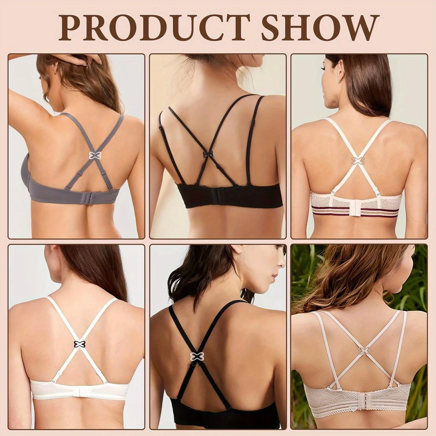 12-delige antislip bh-bandsteunen voor race-rugbeha's - verstelbaar, veilige pasvorm, zwart, beige, wit, transparant - casual draag.