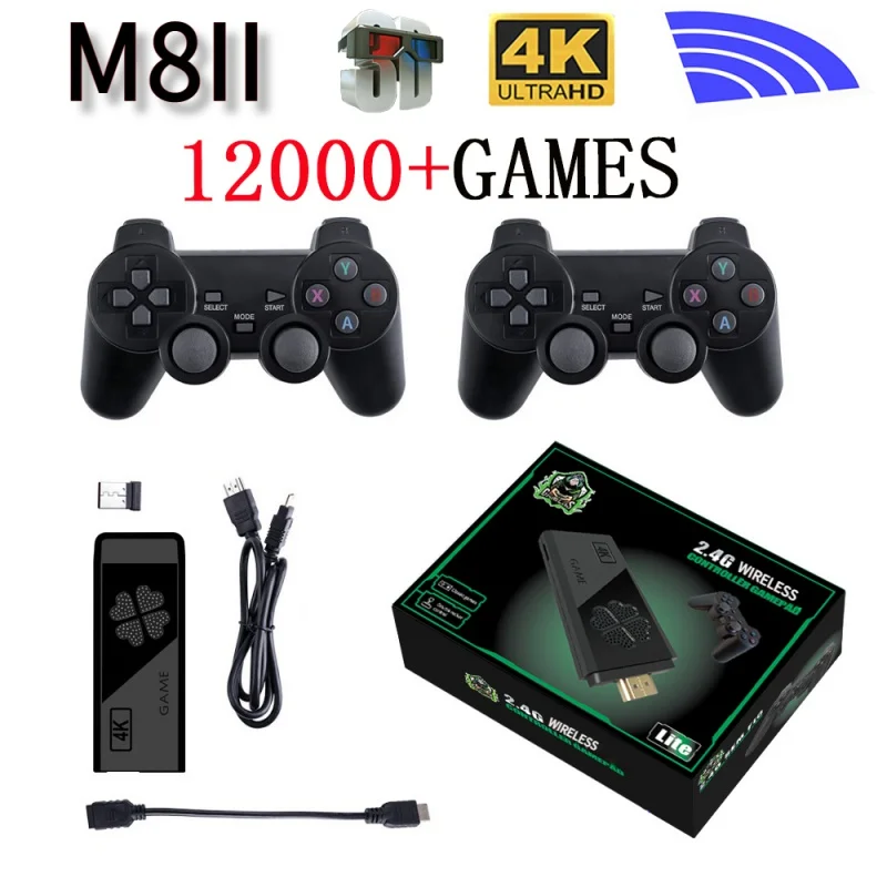 M8II Game Stick Two Players Game Console HD 4K 9 Simulators 12000 Free Games 64GB Family Gatherings And Entertainment Game Box