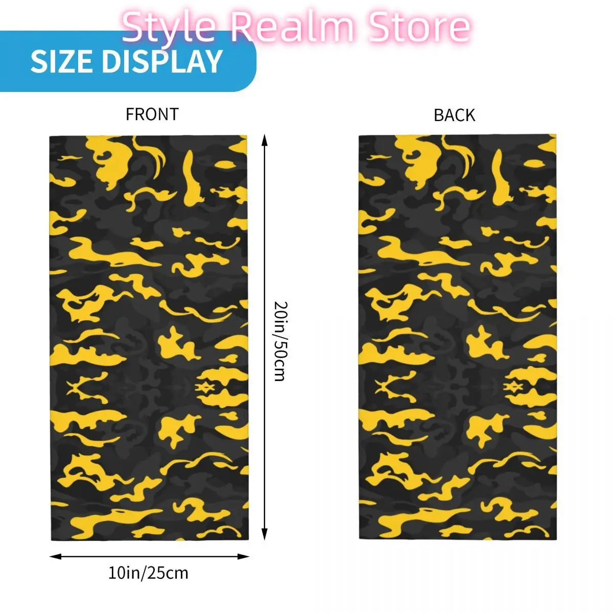 Camo Style Black And Yellow Camouflage Bandana Neck Gaiter for Hiking Running Women Men Wrap Scarf Headband Warmer view 6