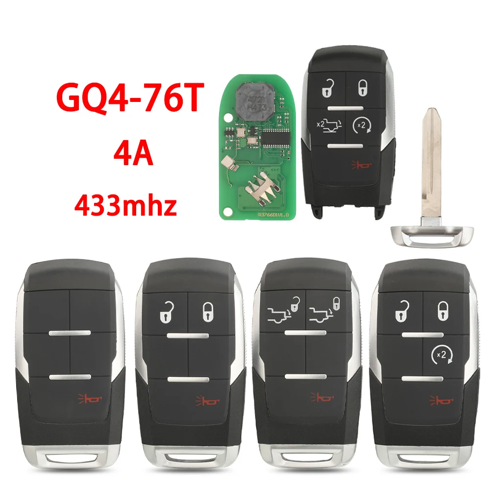 jingyuqin Remote Car Key 68374994 For Dodge RAM Pickup HD 1500 2500 3500 4500 5500 2019-2024 GQ4-76T 433MHz 4A Chip Keyless Go