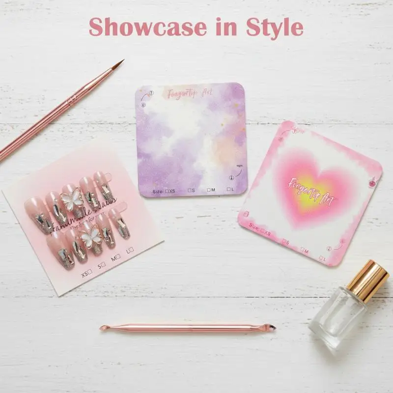 50Pcs Colorful Gradient Pearlescent Nail Display Cards With Size Mark For Nail Salon & DIY Nail Art ****