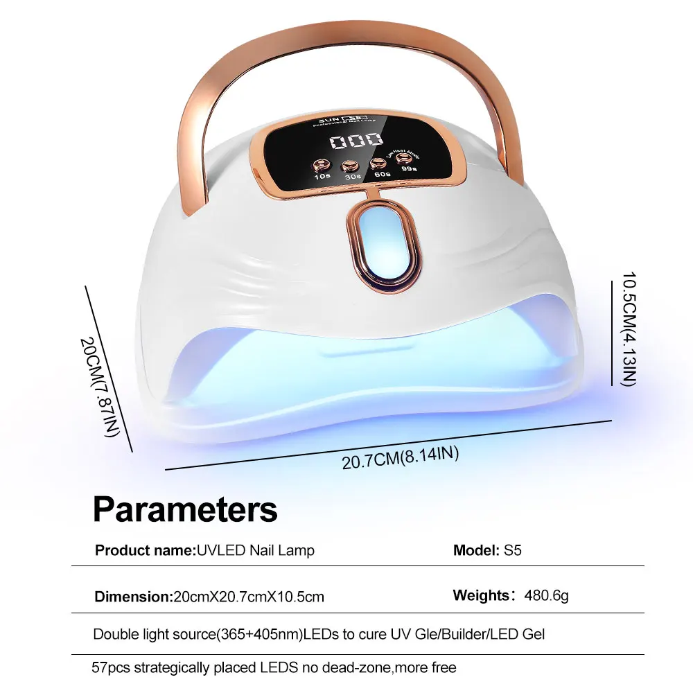 NEW Nail Lamp 57LED Nail UV Gel Light Fast Dryer For Nails Gel Polish Curing with 4 Timers Portable Large Space Automatic Sensor