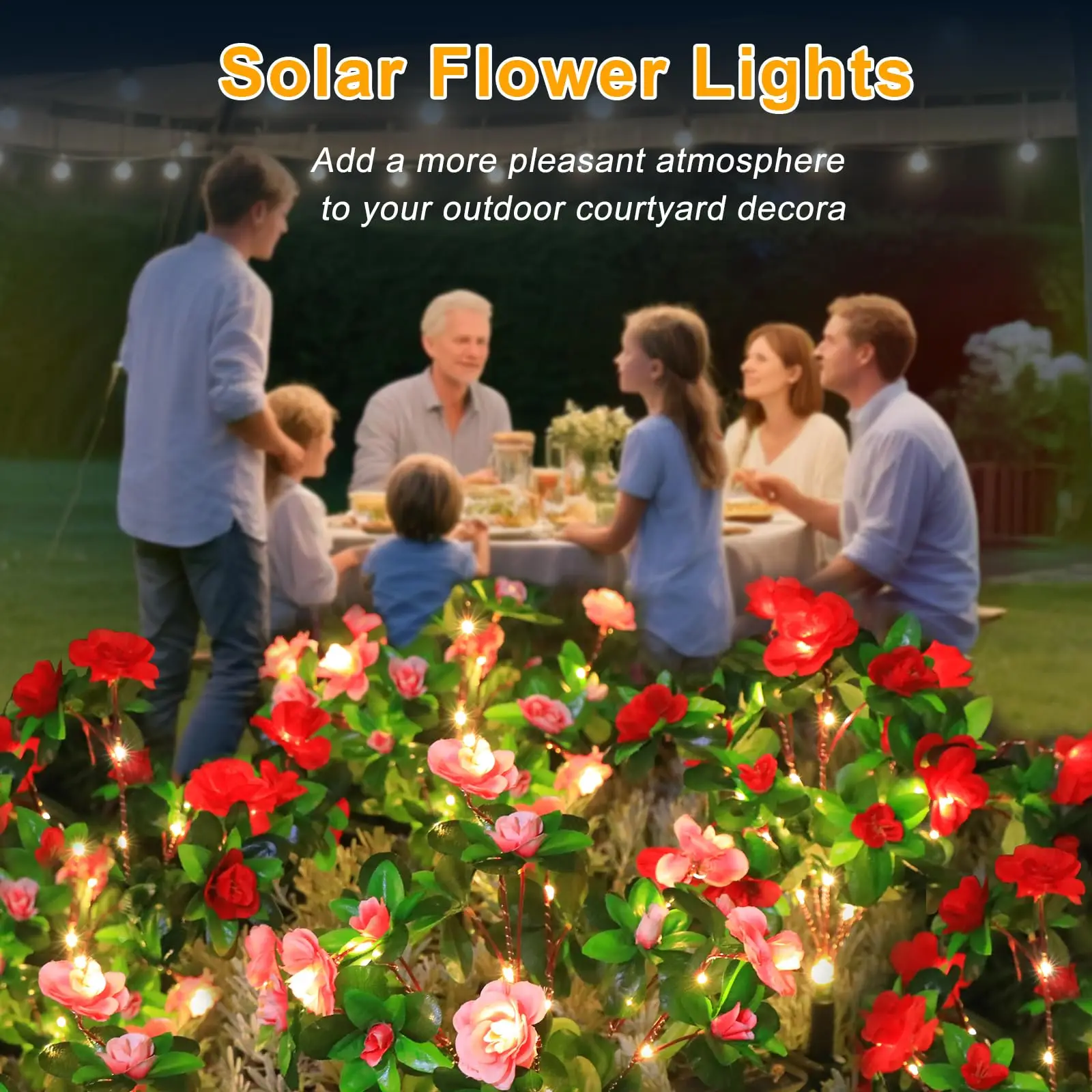 LED Azalea Solar Flowers Lights IP65 Waterproof Outdoor Landscape Light for Lawn Patio Garden Path Decorative Lighting Best Gift