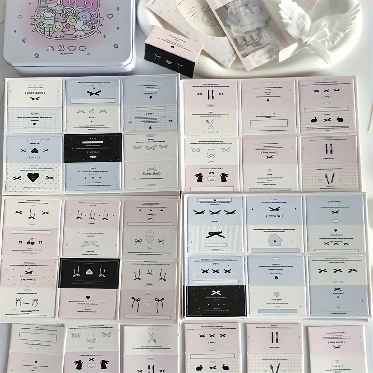 30 قطعة من البطاقات المطوية الصغيرة مع خطوط التجعيد - حاملات ملصقات على الطراز الكوري للمجوهرات وتغليف الهدايا، 5 أوراق من Pa الإبداعية