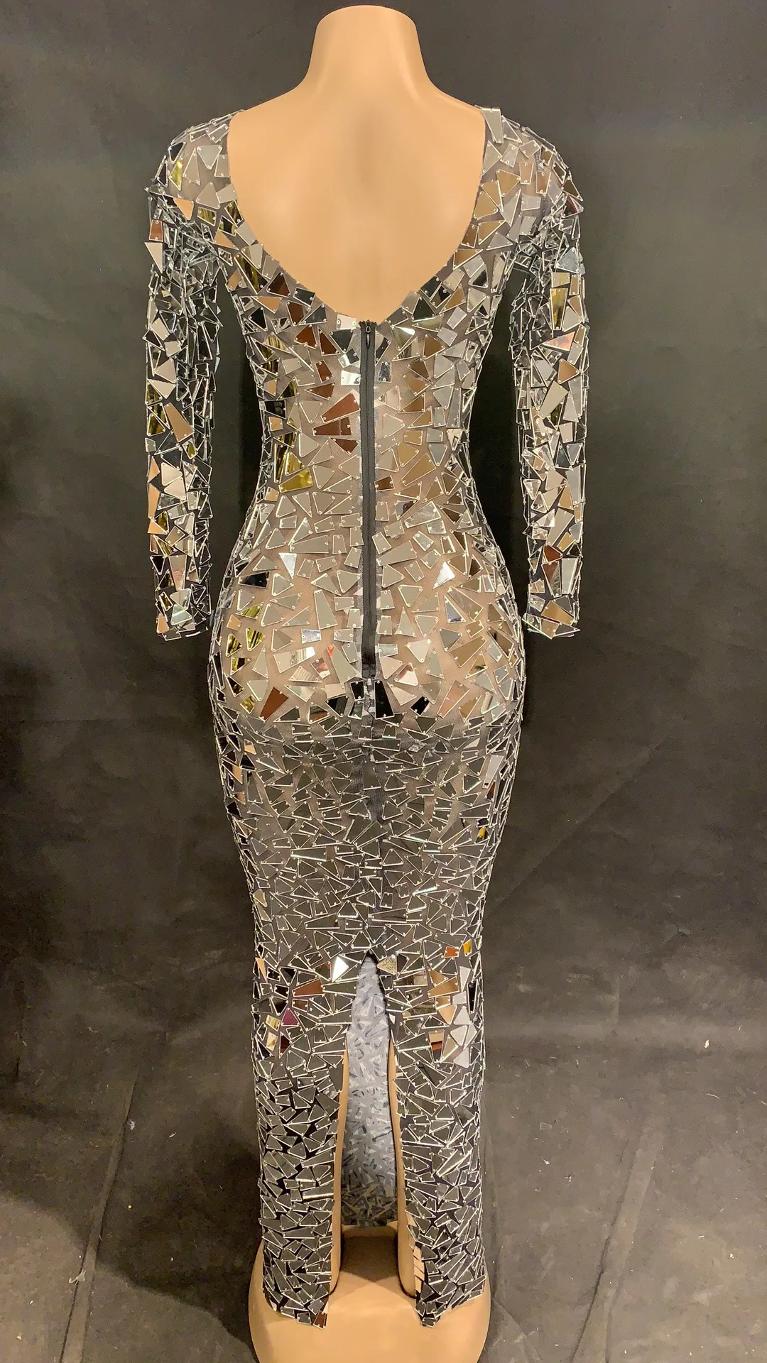 Traje de fiesta para niña, disfraz de lujo para niña, traje de fiesta de lujo, perspectiva de malla negra, espejos brillantes, vestido largo, parte de noche