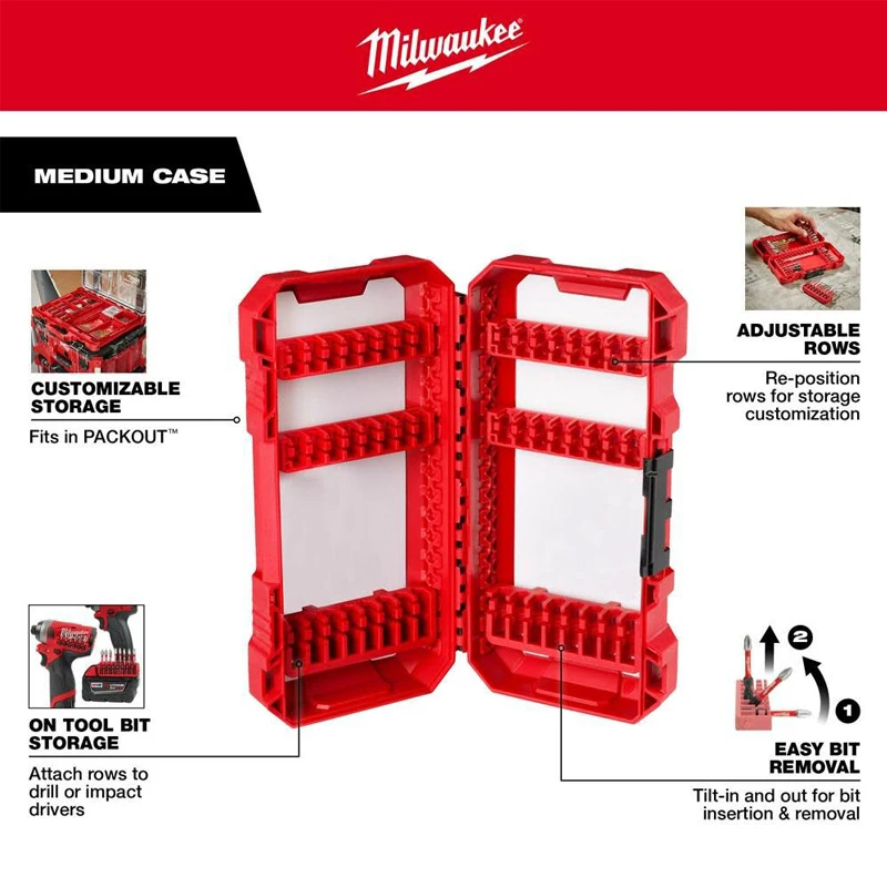 Milwaukee 48-32-9921 Medium Case Impact Driver Accessories Storage Box Bit Spare Parts ToolBox