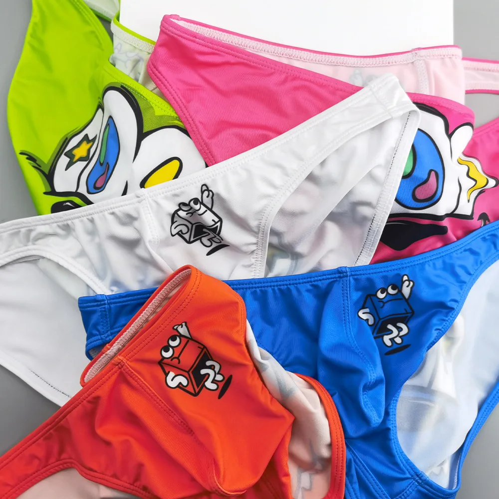 5-Pack SEOBEAN Hibbing Men's Briefs Trendy Man Cartoon Low Rise Convex Panties