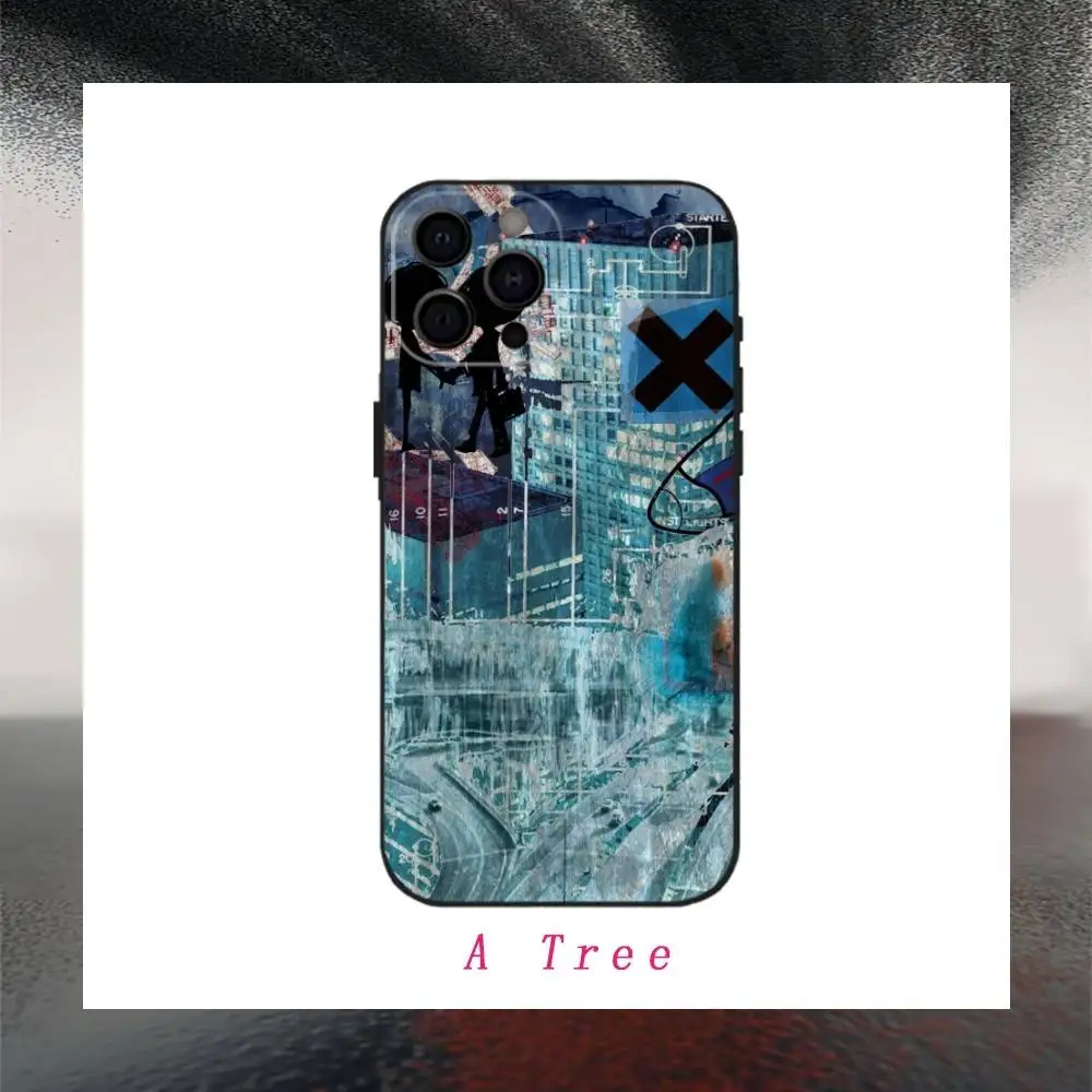 R-Radiohead الفرقة R-قوس قزح جراب هاتف آيفون 17 16 15 14 13 12 ماكس زائد سيليكون غطاء أسود