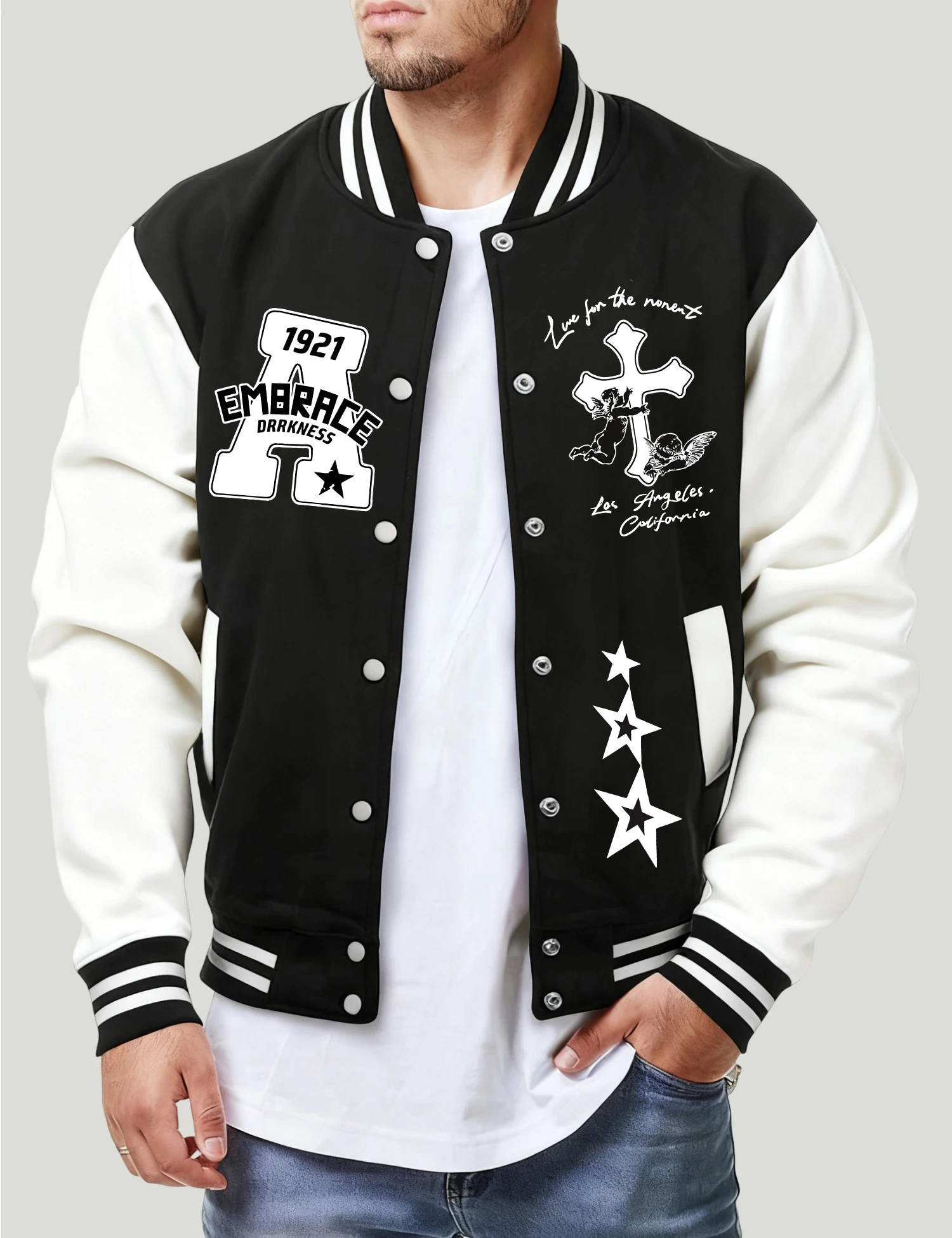 

Мужская куртка Emrace с принтом пентаграммы 1921, свободный американский топ, осенняя флисовая уличная одежда, повседневная теплая одежда унисекс, новинка