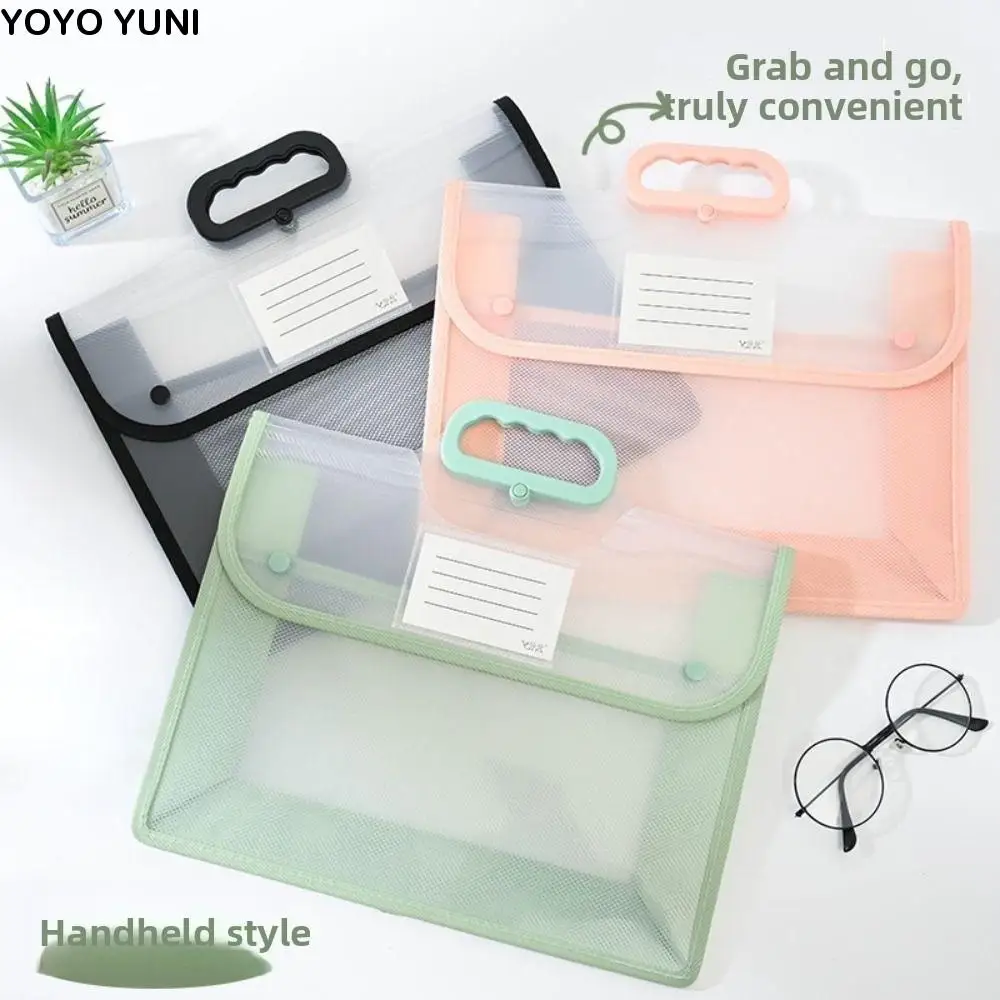 

Multifunctional Test Paper Storage Bag Visible Button Function Kids Document Bag Handheld Large Capacity Student Tote Bag