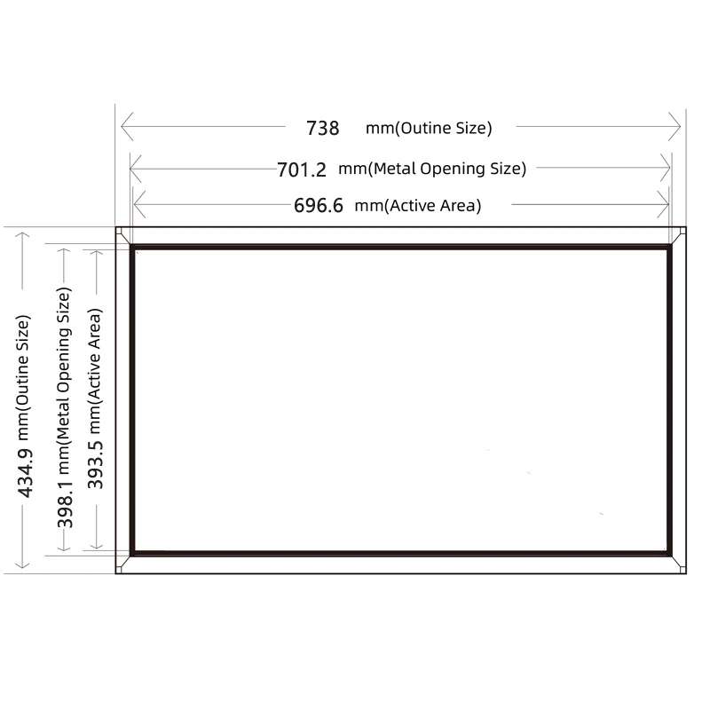 Custom 738*434.9mm IR Touch Screen Panel,Infrared Multi Touch Frame overlay kit , Real 20 points USB Touch Panel without glass