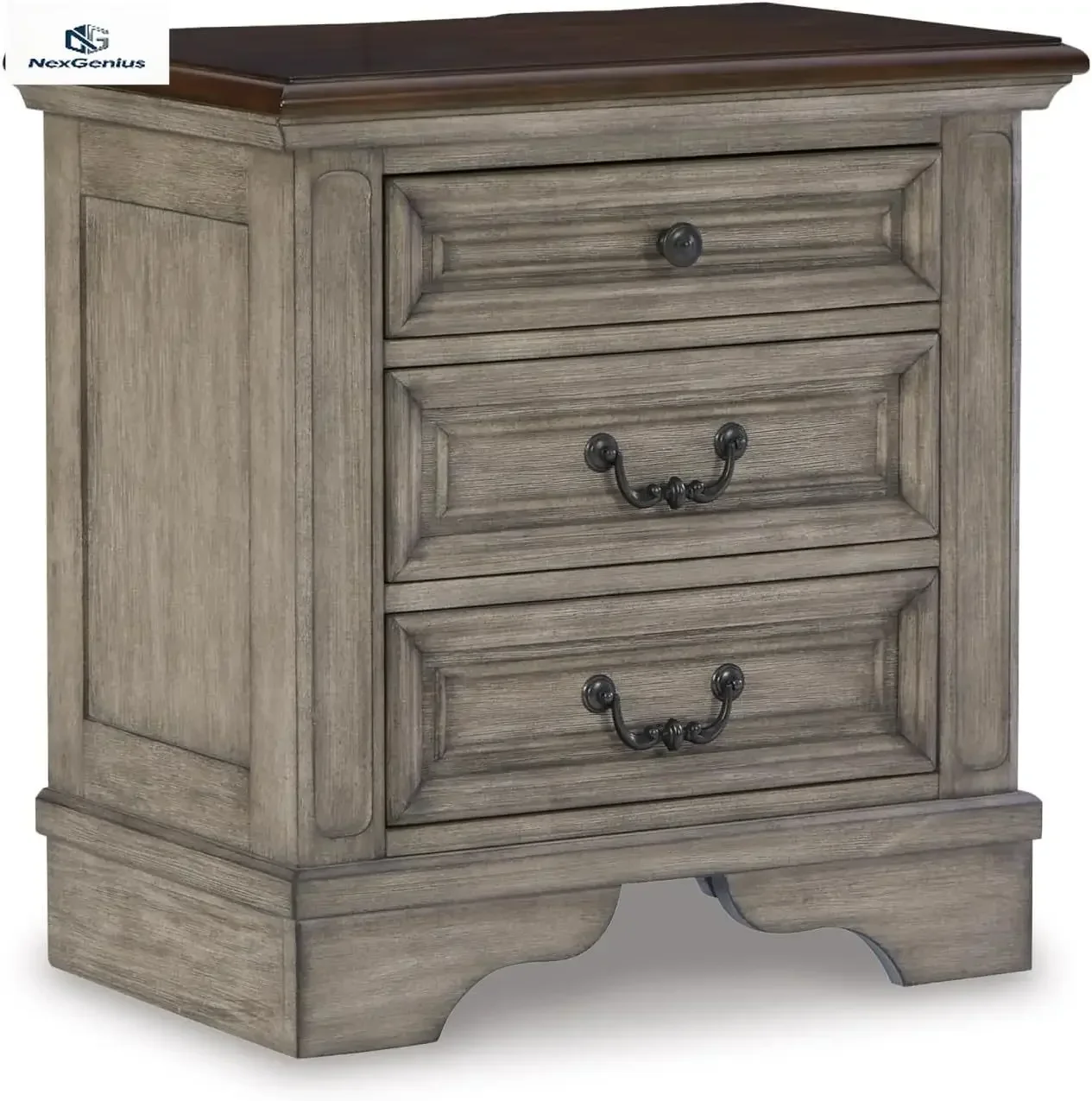 Casual Three Drawer Nightstand With Usb Charging Ports Antique Gray