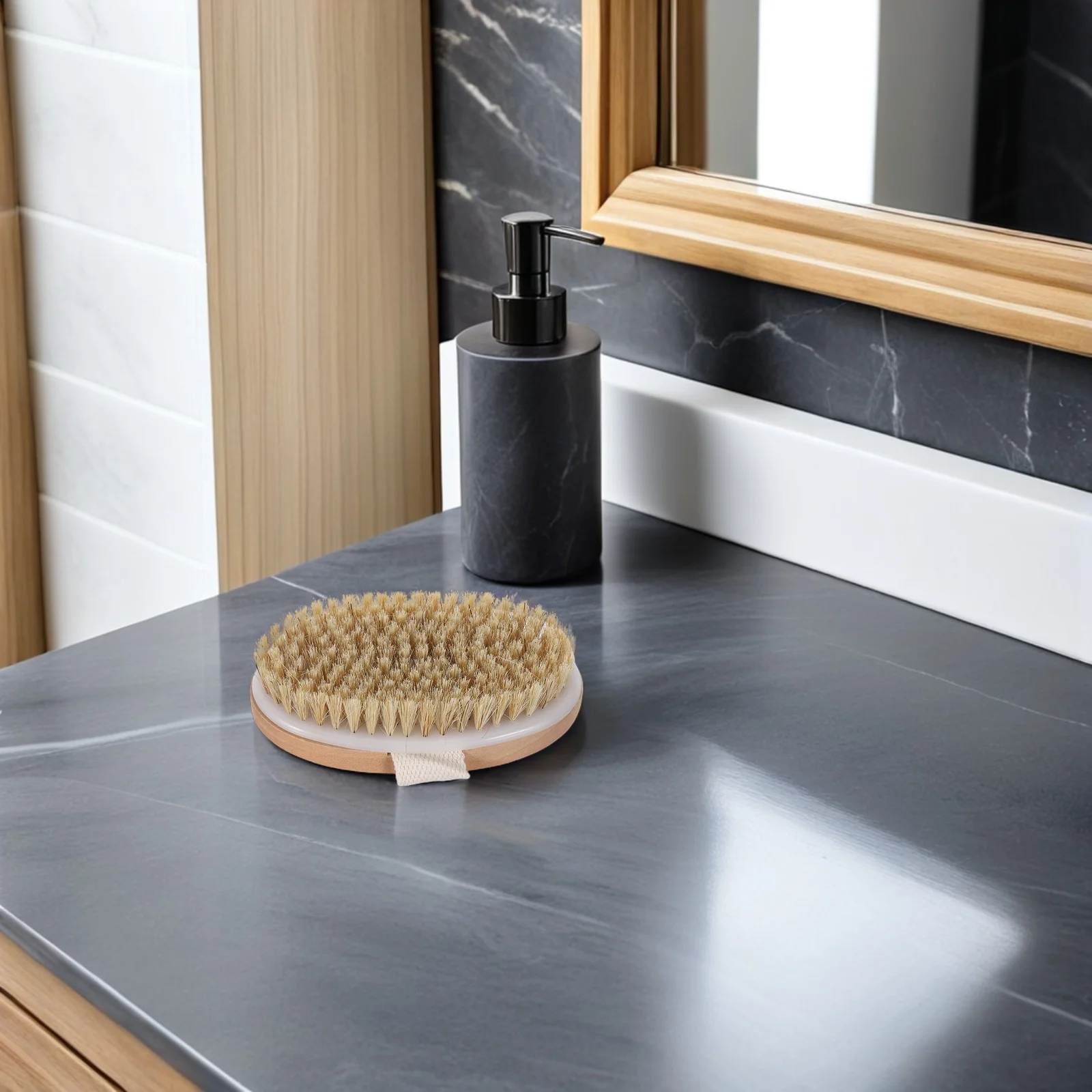 

Natural Wood Bristle Body Scrubber Shower Exfoliating Brush Handheld Spa Massager Cushion Bath Tool For Cellulite Removal