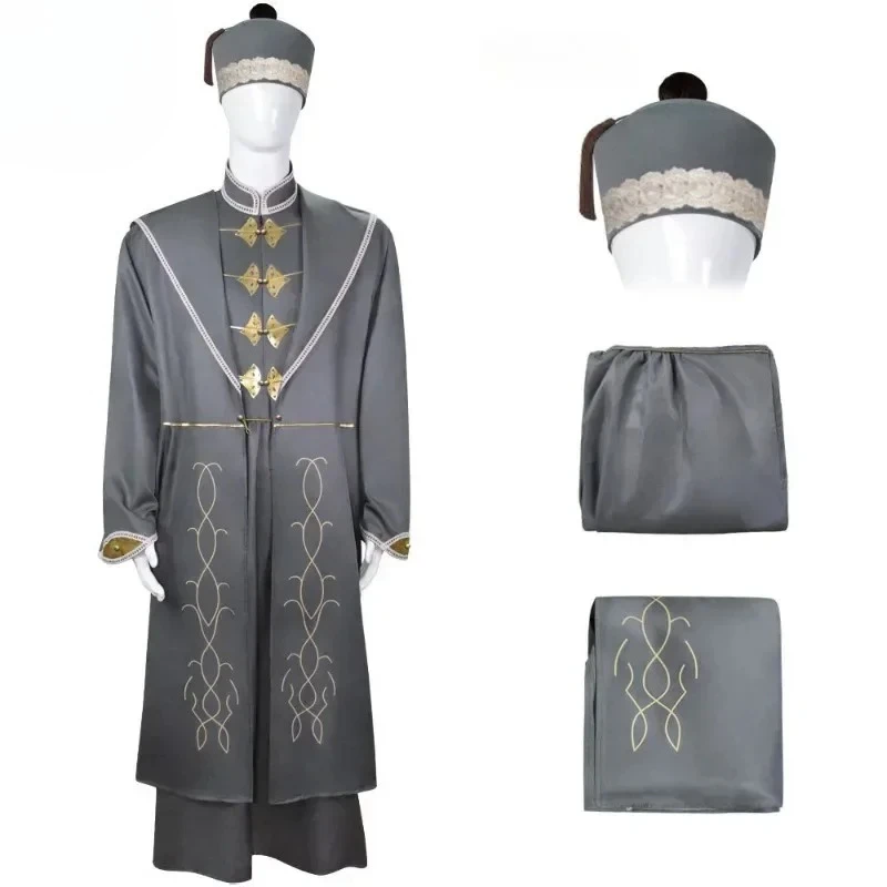 

Movie Cosplay Robe Dumbledore Professor Costume 2025 Halloween Magic School of Witchcraft and Wizardry Gray Cloak for Men Hot