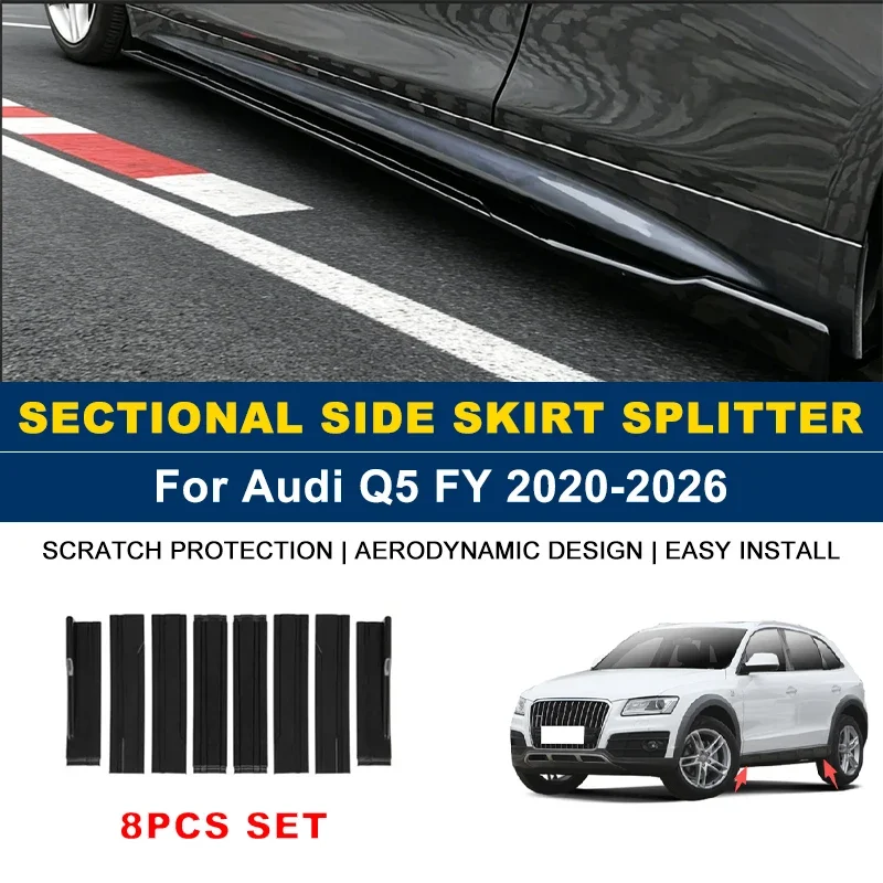 

2.2m Sectional Side Skirt Extension Lips Side Spoiler, Car Exterior Modified Upgrade Kit For Audi Q5 FY 2020-2026 2021 2022 2023