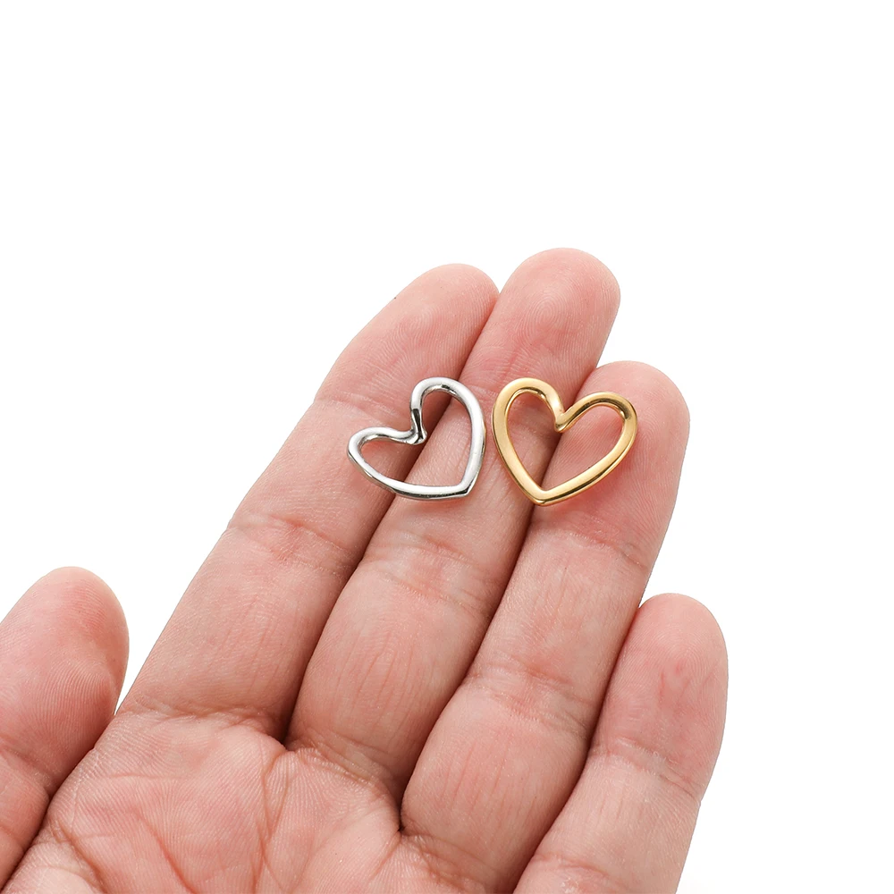 5 Stück Edelstahl-Hohlherz-Anhänger für DIY-Halsketten, Schmuck, Ohrringe, Armband-Zubehör – Detail 5