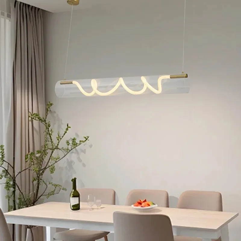 Nordic Long Tube Chandelier Light and Shadow Design Bar LED Lights Modern Restaurant Office Villa Decoration Lighting Fixtures - view 5