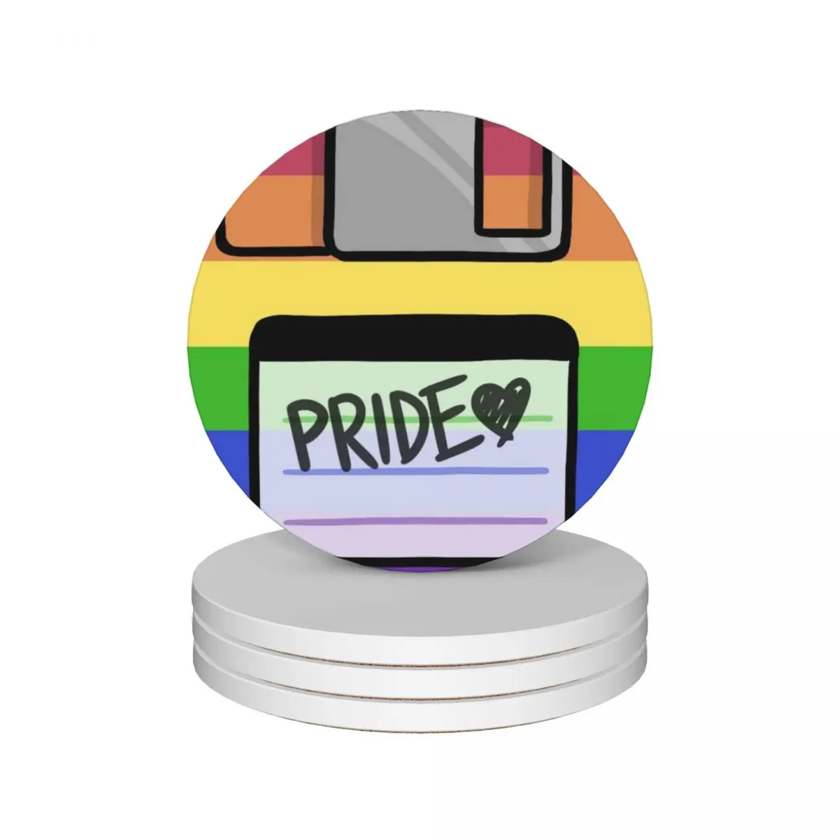 

Pride Floppy Disk Ceramic Coasters (Set of 4) for the kitchen accessories coffee tea cup holders Coasters