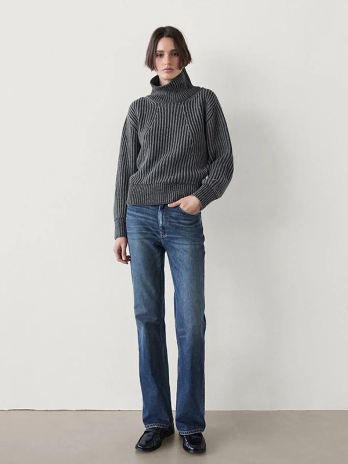 

MD женский вязаный свитер High Ne, цветная блузка, повседневный зимний свитер, Новое поступление, Thiened Long Sve Commute Sle ey в полоску