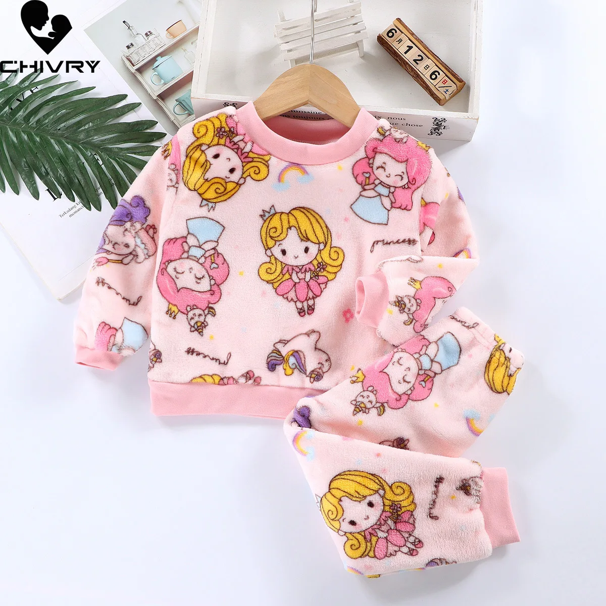 New Autumn Winter Kids Thick Warm Flannel Pajama Sets Baby Boys Girls Cartoon Long Sleeve O-neck Clothing Sets Sleepwear Pyjamas