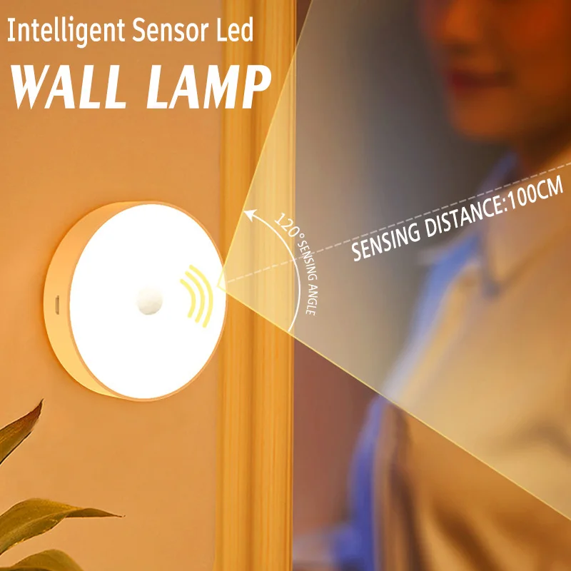 Wireless/EU Plug Bedside Lamp,Warm White Motion Sensor Night Light with Magnetic Mount for Bedroom Cabinet Drawer Nightstand