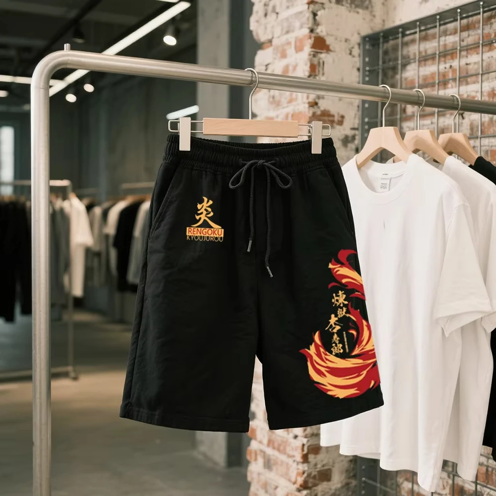 

Мужские шорты Demon Slayer с принтом японского аниме, летние брюки с пятью точками Y2k, женские повседневные быстросохнущие пляжные брюки большого размера для спортзала