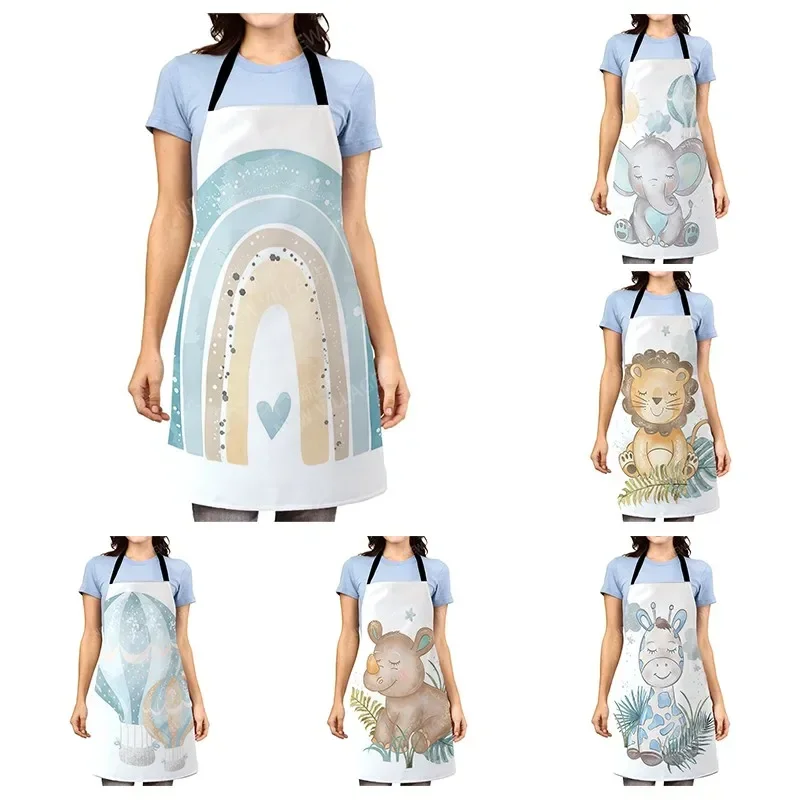 Aesthetic Women kitchen apron kids original Children Waterproof girl  princess waiter work apron oil proof nordic boho plant