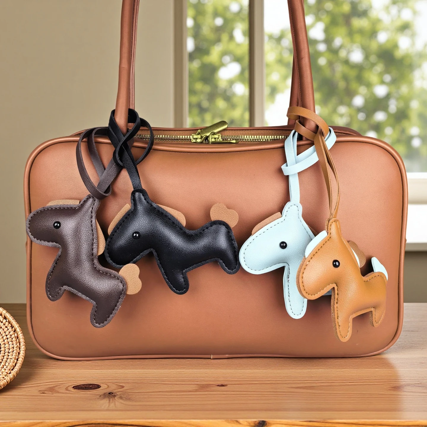

Adorable Chunky Pony PU Leather Bag Charm - Heart-Shaped Tail, Pastel Macaron Colors, Premium Crafted - Perfect for Daily