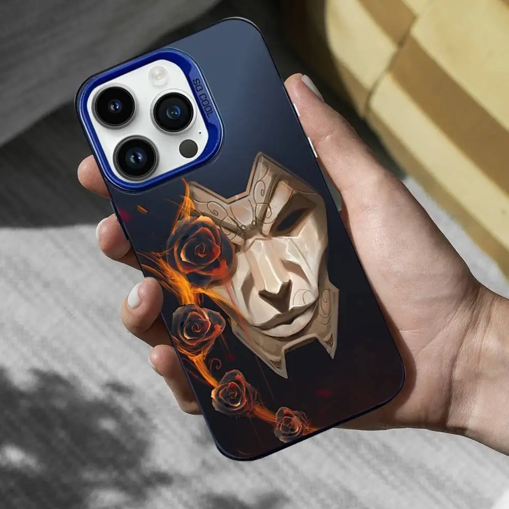 حافظة هاتف L-LOL J-Jhin Game لهاتف iPhone 16,15,14,13,12,11,Mini,Pro,SE,XS,MAX غطاء سيليكون أزرق غير لامع