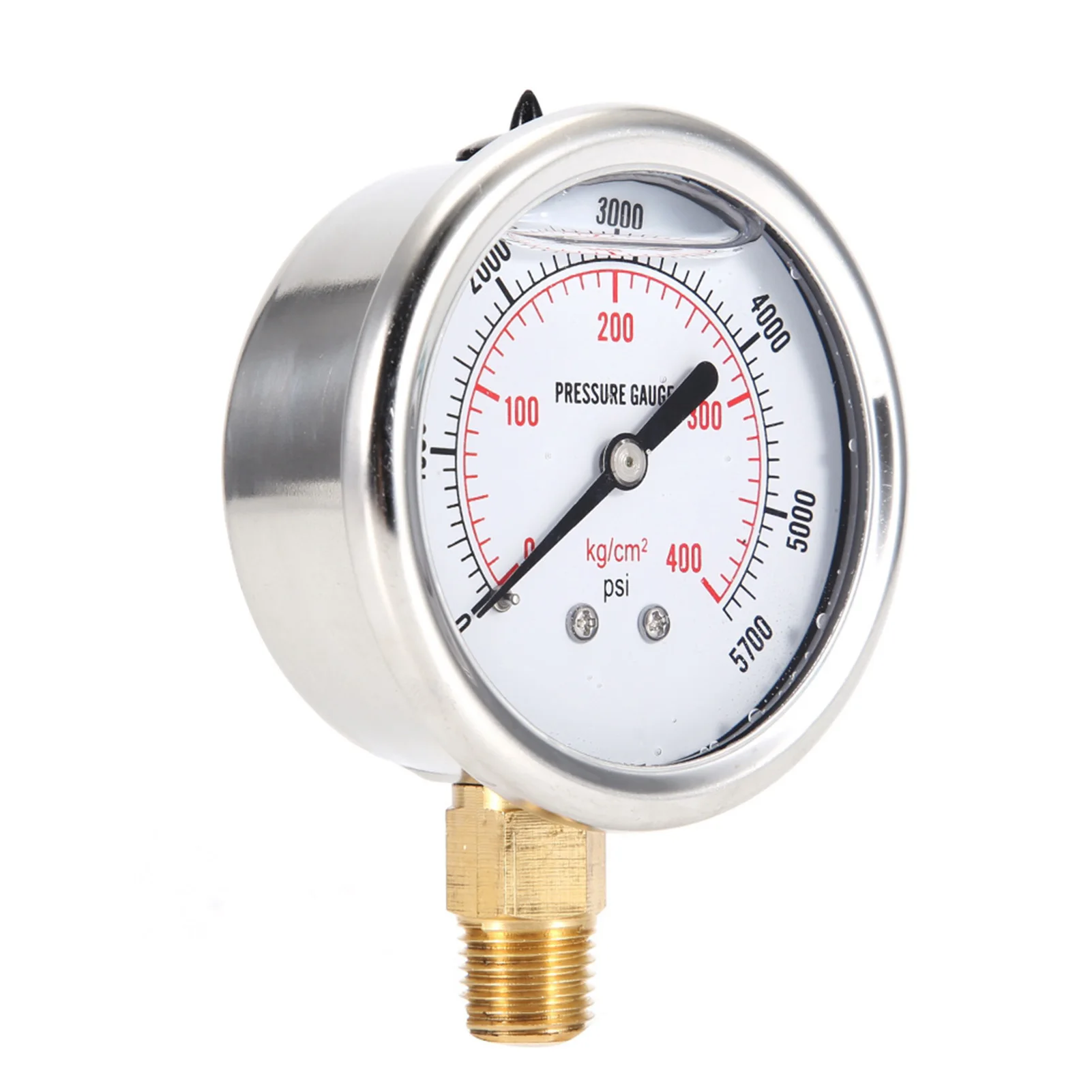 Fuel Pressure Gauge 0‑5700PSI Liquid Filled Pressure Gauge Hydraulic Liquid Filled Fuel Pressure Gauge 0‑5700 PSI US Thread