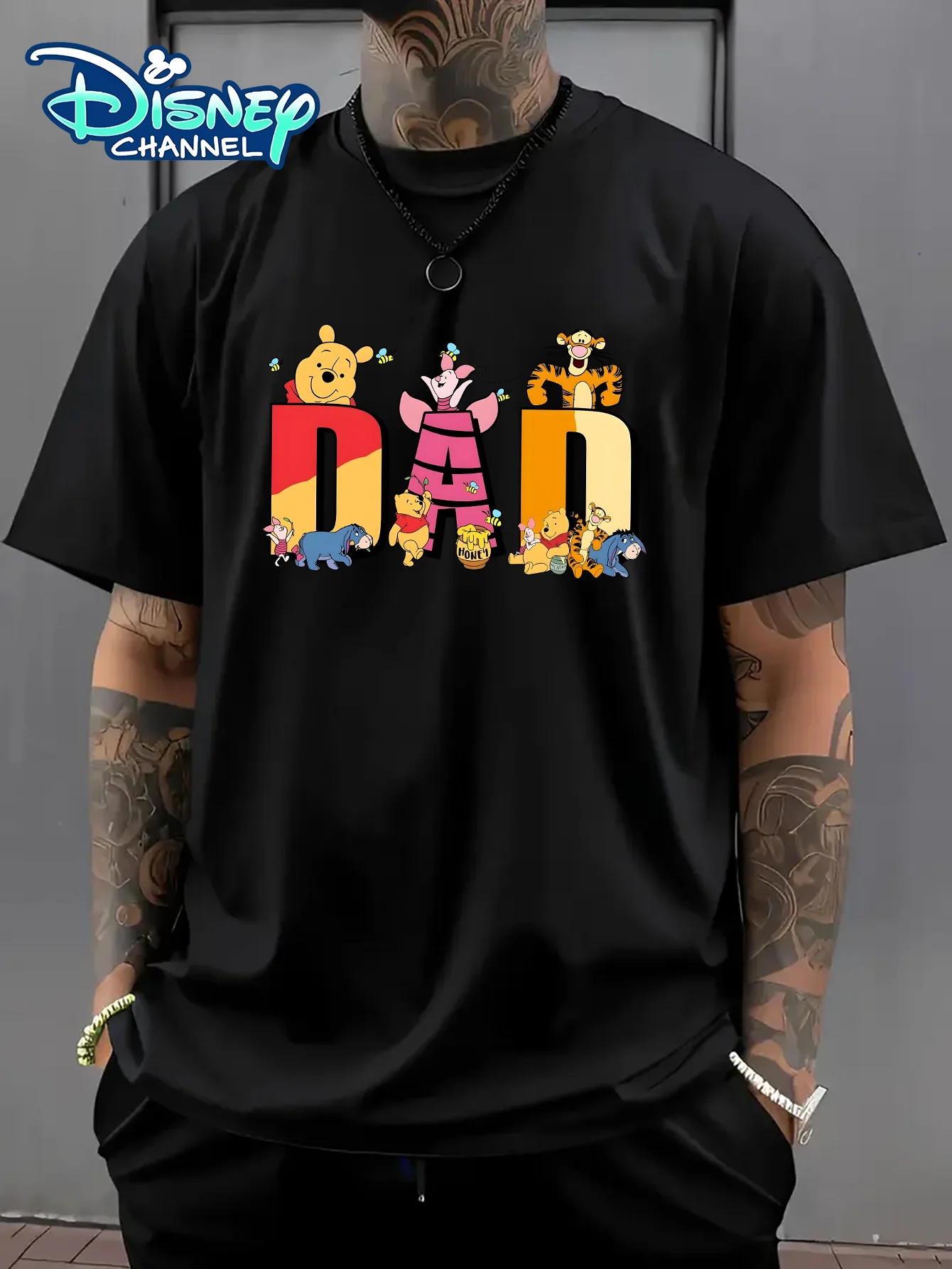

Футболка Disney Pooh Piglet Tigger Eeyore Dad для мужчин и женщин, повседневная хлопковая футболка с короткими рукавами, топ с принтом ко Дню отца