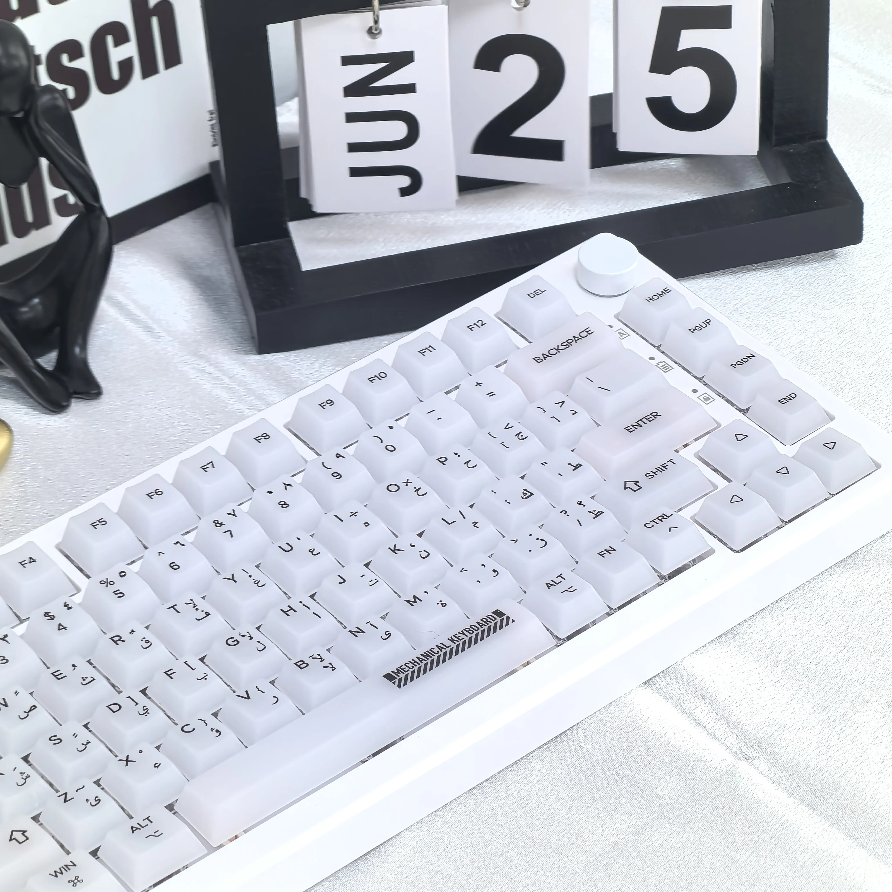 Arabic Keycaps 124Keys Pc Material Cherry Translucent Milky White Matte Transparent Keycaps