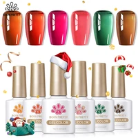 BORN PRETTY Jelly Gel Esmalte de uñas Navidad Otoño Invierno Cristal Transparente Esmalte de gel transparente Coral rojo Color naranja verde