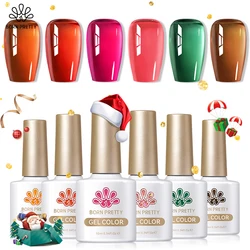 BORN PRETTY Jelly Gel Nail Polish Christmas Fall Winter Crystal Transparent Sheer Clear Gel Polish Red Coral Orange Green Color