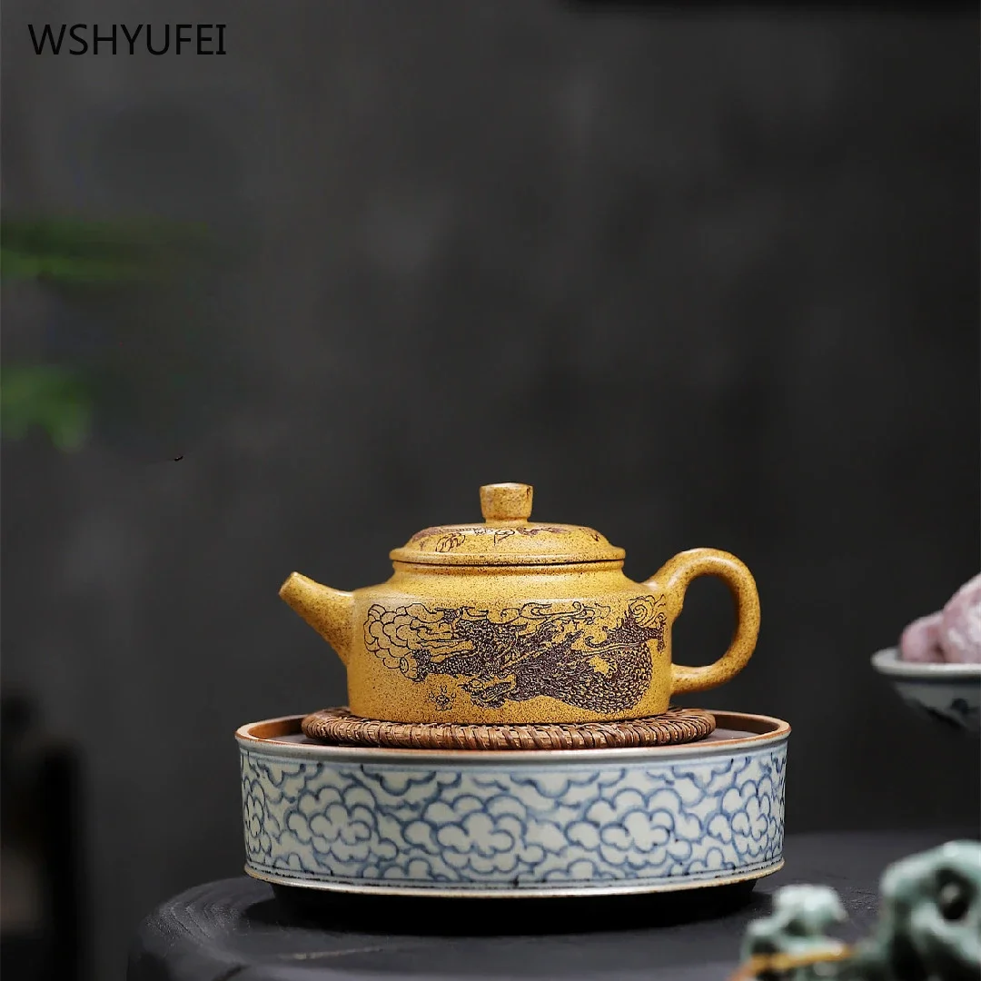 Dezhong-Purple Clay Teapot for Mining Section, Kung Fu Tea, Exquisite, 230ml Original ore section clay purple clay teapot 1pcs