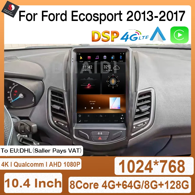 

Multimedia Video Player 10.4" Snapdragon Android 11 Car Radio GPS For Ford EcoSport Eco Sport 2013-2017 Carplay Auto DSP Stereo