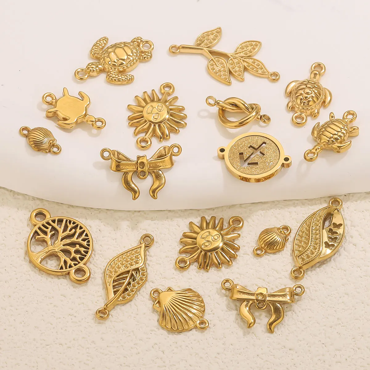5PCS Edelstahl Doppel Loch Schildkröte Muschel Herz Anhänger Schmuck Stecker DIY Armband Halskette Machen Zubehör Großhandel – Detail 8