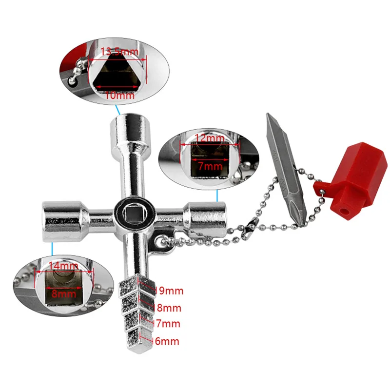 4in1 مفتاح ربط فضي مصعد كهربائي خزانة التحكم صمام المثلث الداخلي رباعي مفك أداة مجموعة
