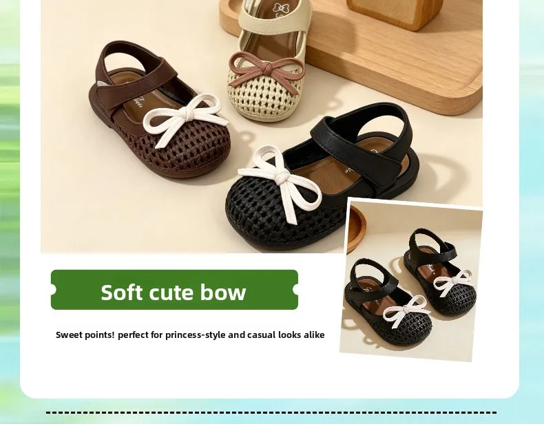 Prinzessinnen-Mädchen-Sandalen 2026 Neue Sommer Anti-Rutsch Weiche Sohle Niedliche Schleife Atmungsaktive Kinderschuhe Baby Kleinkind Strand-Sandalen – Detail 10